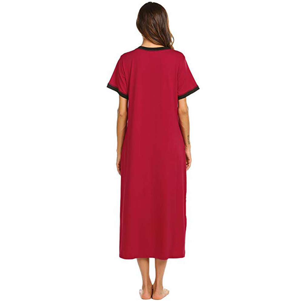 DCMINI Loungewear Long Nightgown Women's Soft Nightshirt Sleepwear with Pocket