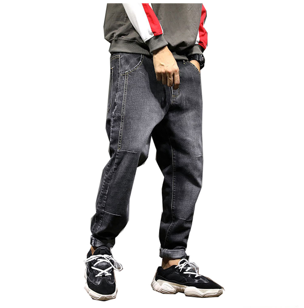 Elastic Waist Harem Jeans Men's Trendy Brand Loose-fitting Trousers Plus Size Men's Trousers