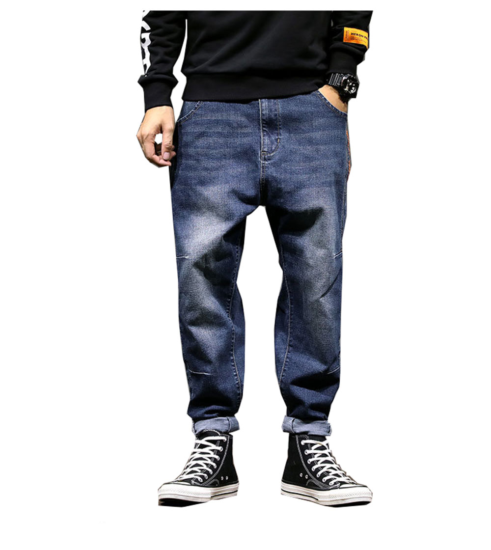 Elastic Waist Harem Jeans Men's Trendy Brand Loose-fitting Trousers Plus Size Men's Trousers
