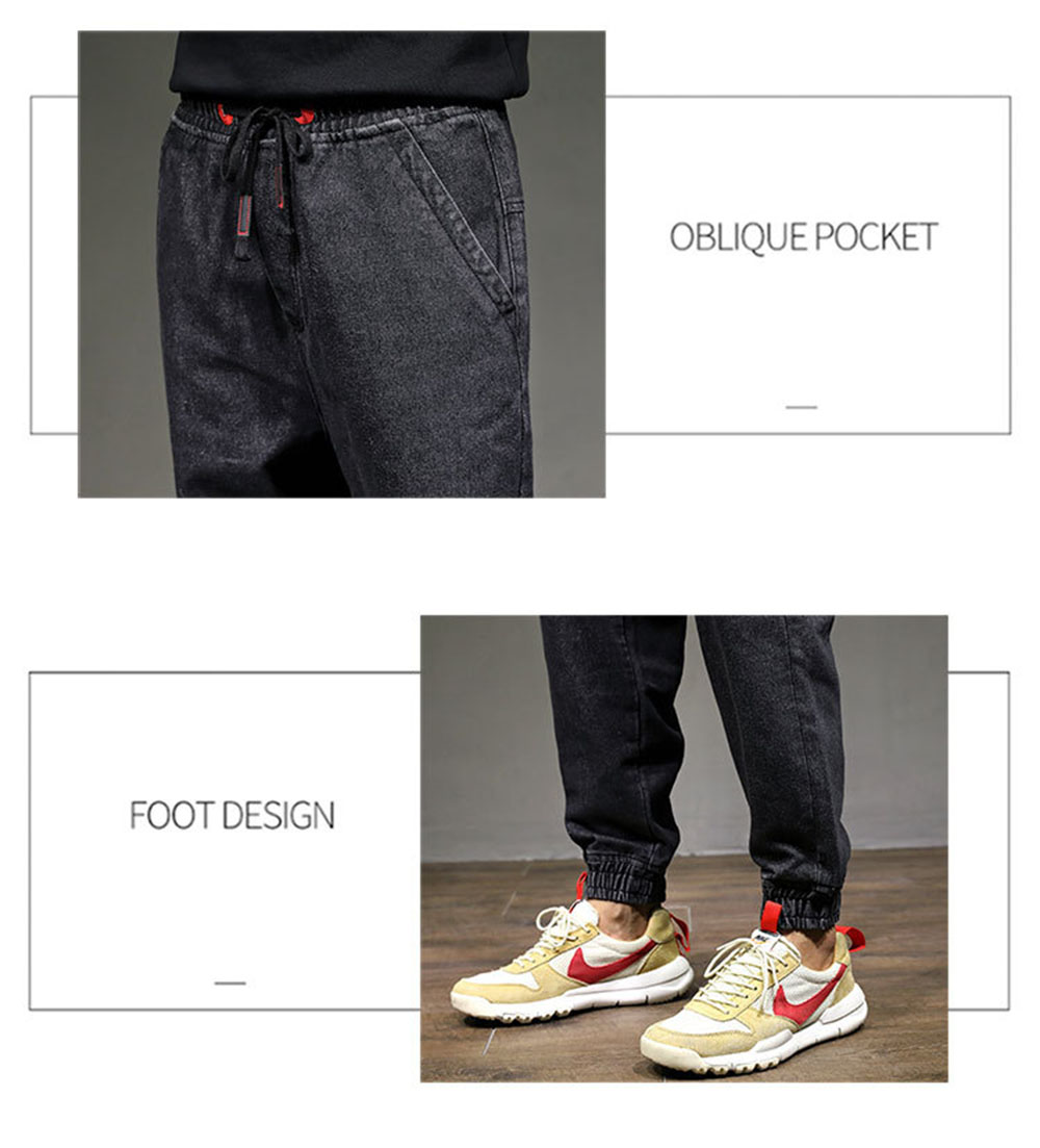 Elastic Waist Harem Jeans Men's Trendy Brand Loose-fitting Trousers Plus Size Men's Trousers