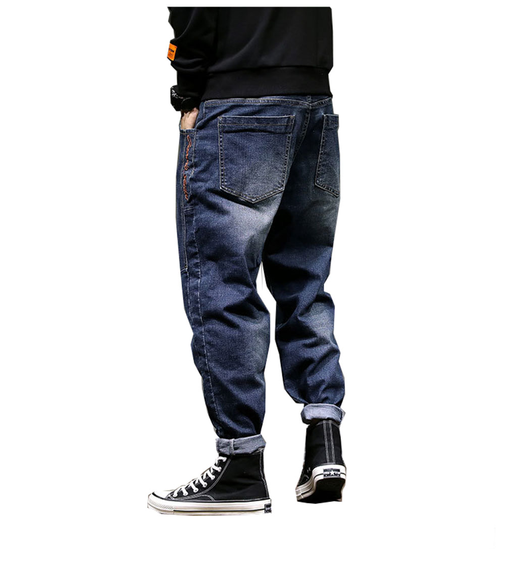 Elastic Waist Harem Jeans Men's Trendy Brand Loose-fitting Trousers Plus Size Men's Trousers