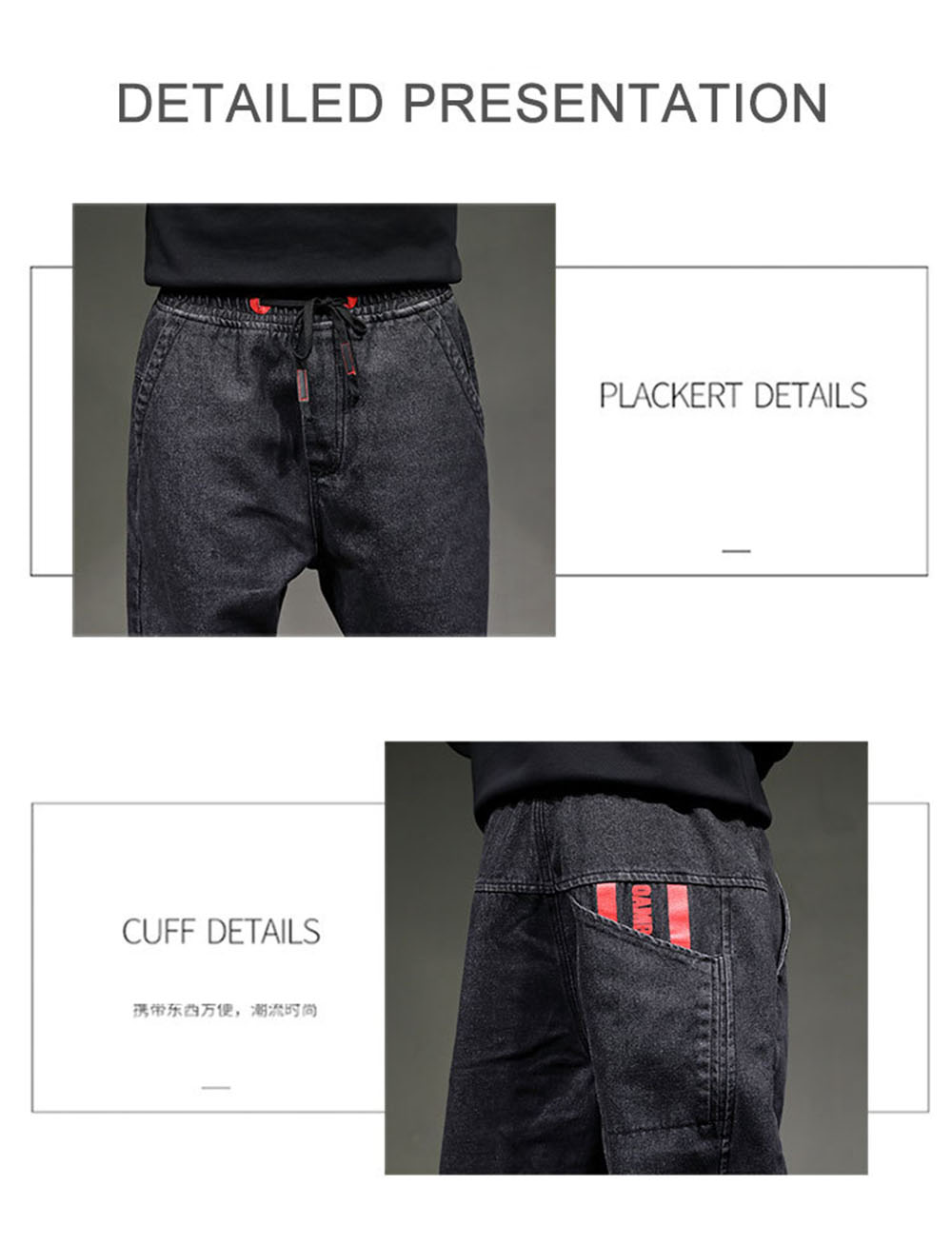 Elastic Waist Harem Jeans Men's Trendy Brand Loose-fitting Trousers Plus Size Men's Trousers
