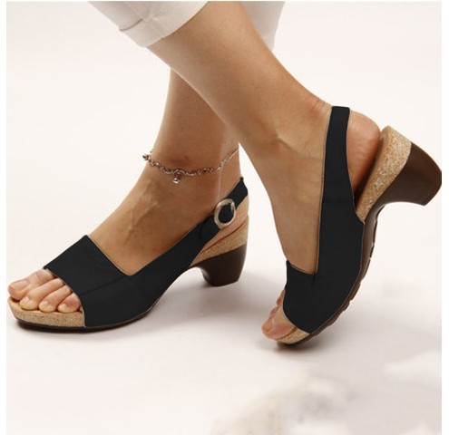 Women&apos;s Shoes Large Size Medium Thick Heel Sandals Casual Women&apos;s Shoes