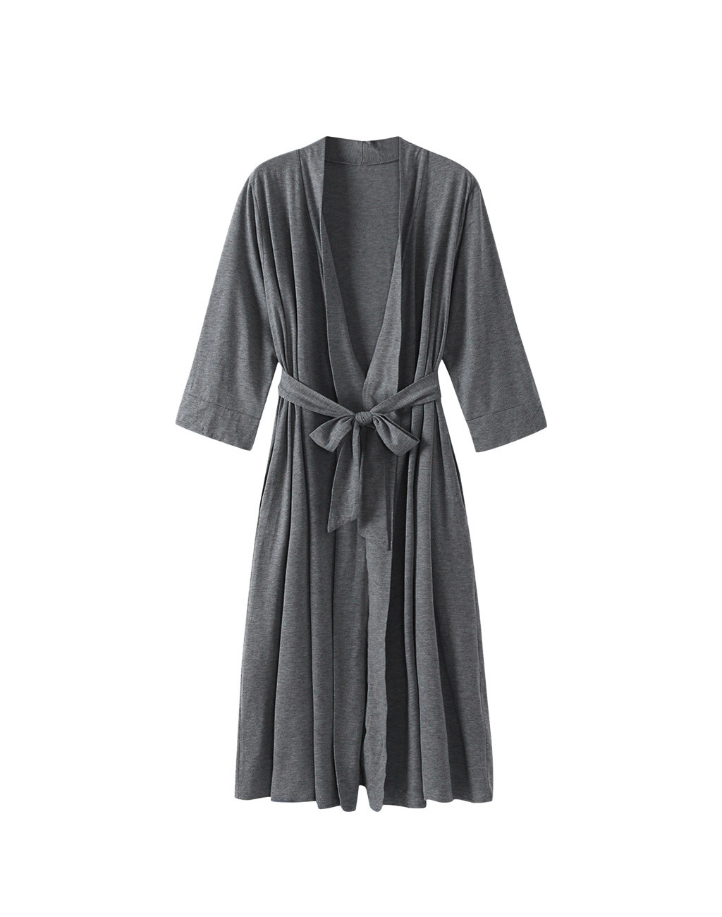 DCMINI Women Kimono Robes Cotton Long Robe Knit Bathrobe Soft Sleepwear V-Neck Ladies Loungewear
