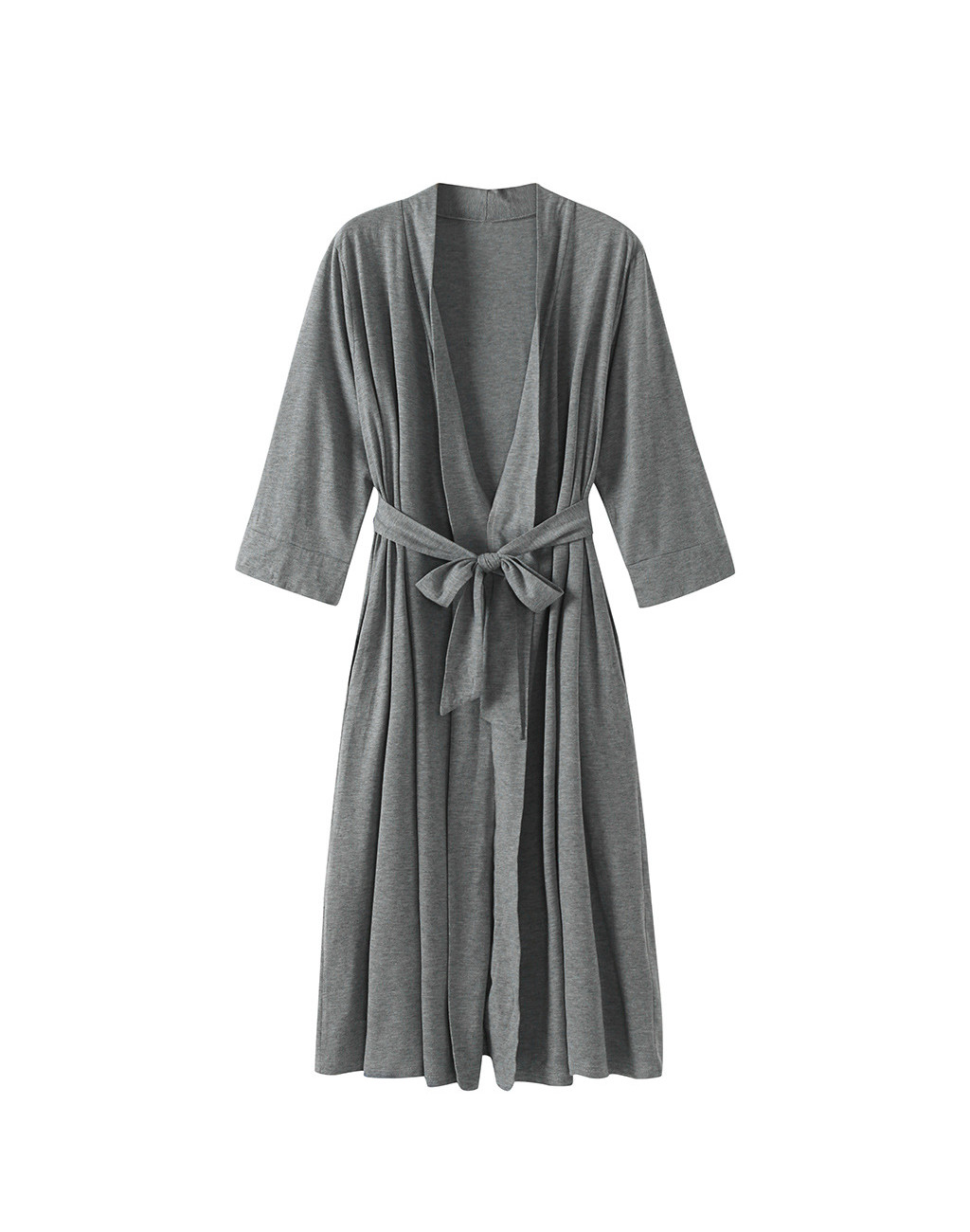 DCMINI Women Kimono Robes Cotton Long Robe Knit Bathrobe Soft Sleepwear V-Neck Ladies Loungewear