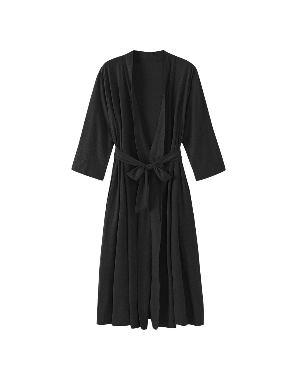 DCMINI Women Kimono Robes Cotton Long Robe Knit Bathrobe Soft Sleepwear V-Neck Ladies Loungewear