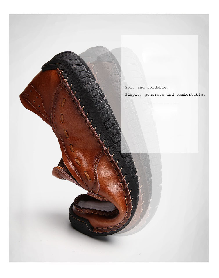 New Men's Casual Shoes Large Size Men's Shoes Handmade Breathable Foot Peas Leather Shoes Men