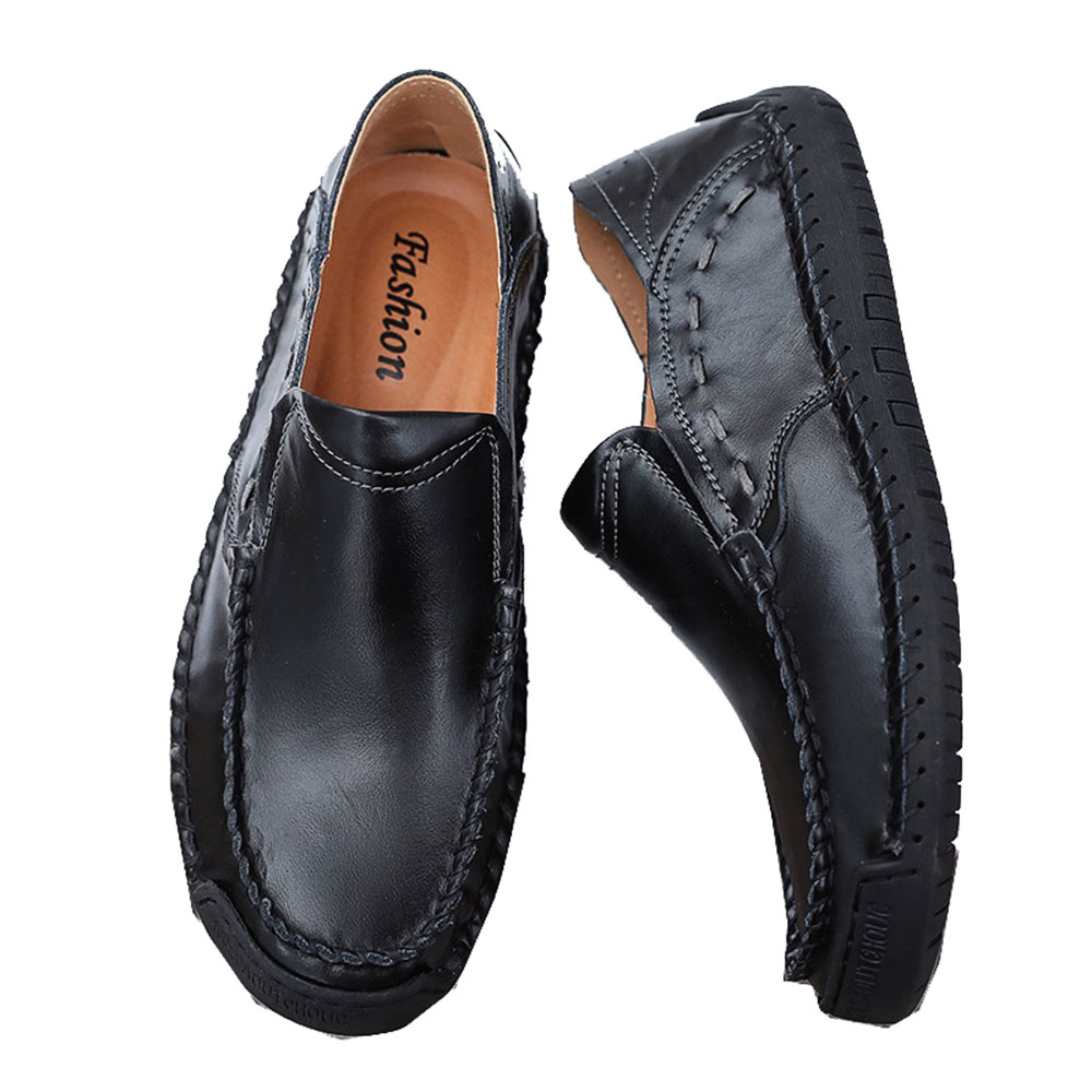 New Men's Casual Shoes Large Size Men's Shoes Handmade Breathable Foot Peas Leather Shoes Men