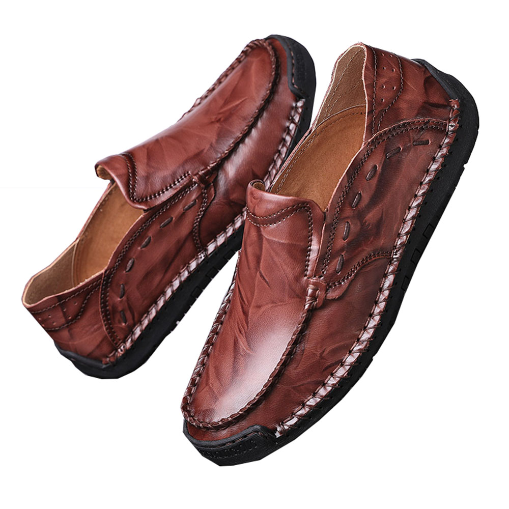 New Men's Casual Shoes Large Size Men's Shoes Handmade Breathable Foot Peas Leather Shoes Men