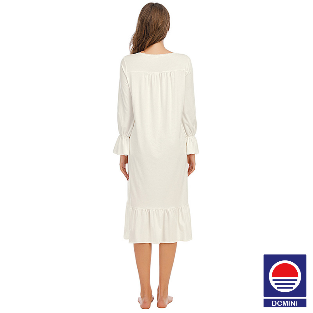 Homewear Comfortable Casual Loose Long Sleeve Large Size White Nightdress Lady Birthday Gift