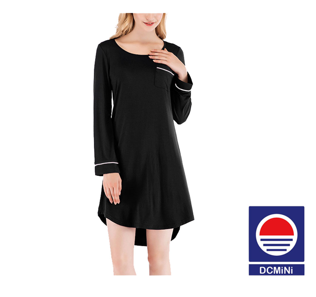DCMINI Season New Women's Nightgown Loose Long-sleeved Lace Collar Simple Women's Home Service