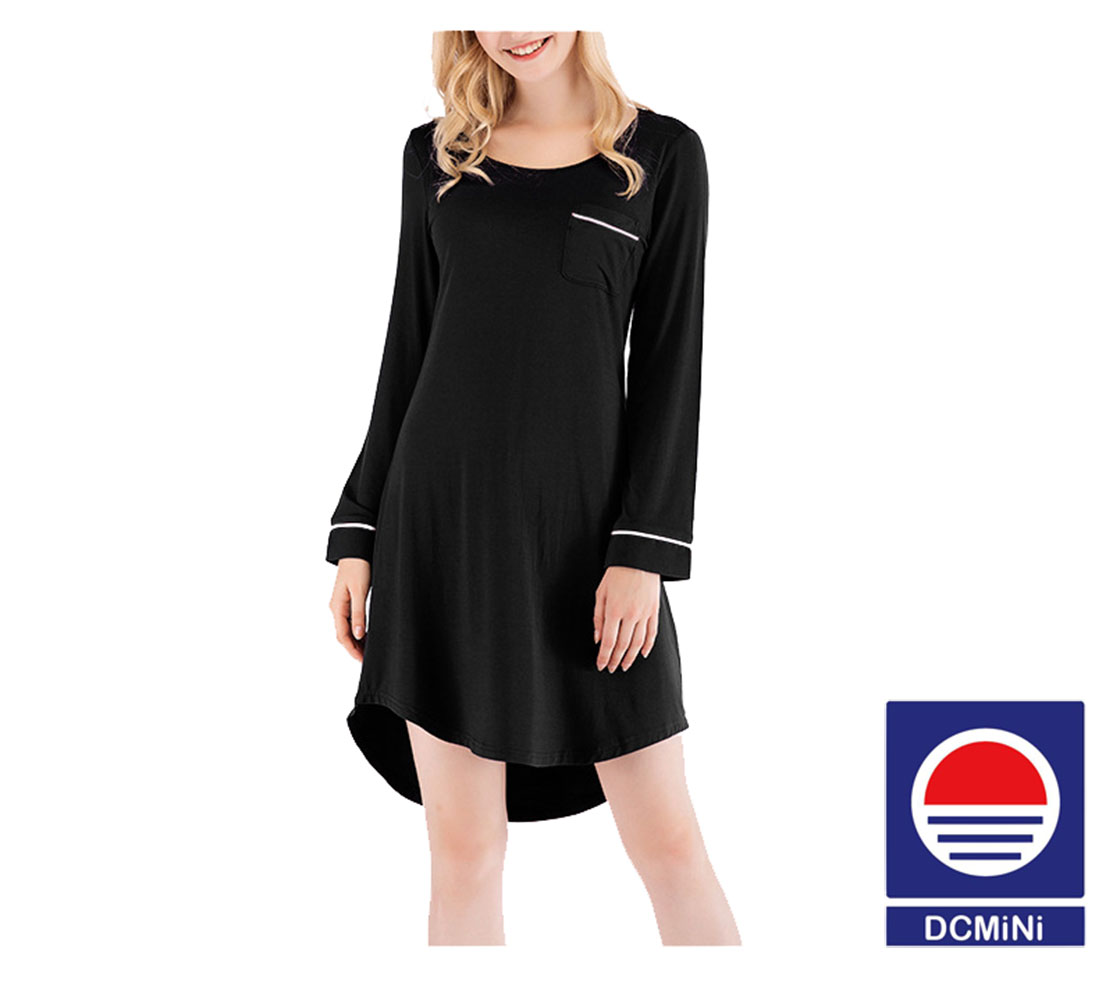 DCMINI Season New Women's Nightgown Loose Long-sleeved Lace Collar Simple Women's Home Service