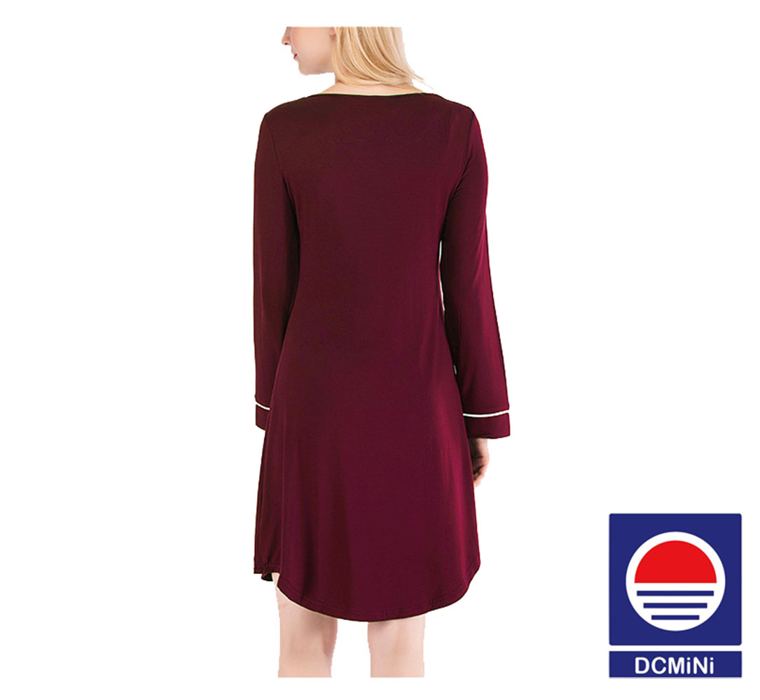 DCMINI Season New Women's Nightgown Loose Long-sleeved Lace Collar Simple Women's Home Service