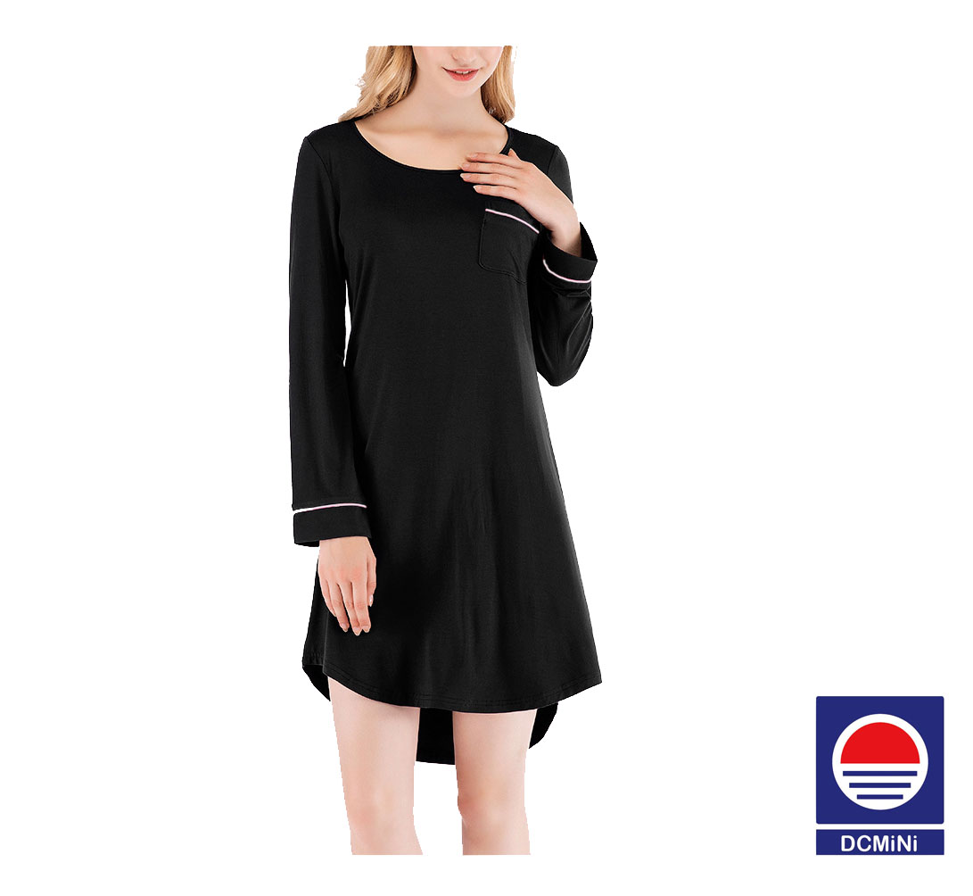 DCMINI Season New Women's Nightgown Loose Long-sleeved Lace Collar Simple Women's Home Service