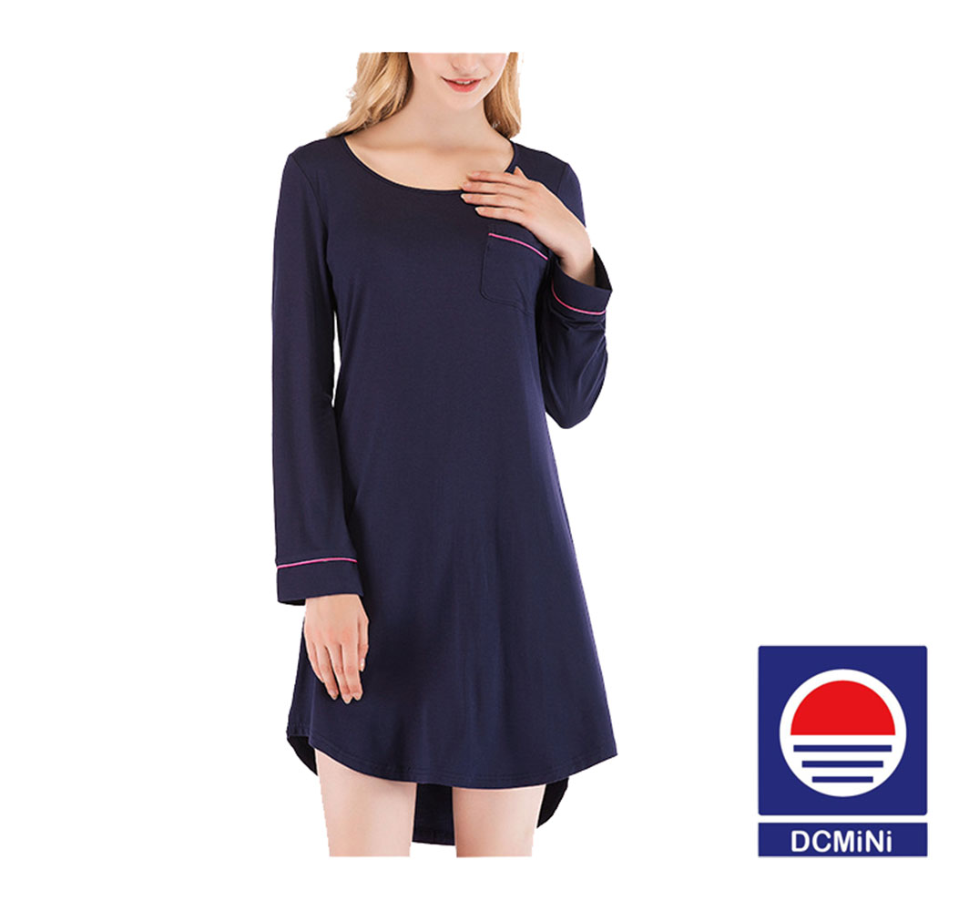 DCMINI Season New Women's Nightgown Loose Long-sleeved Lace Collar Simple Women's Home Service