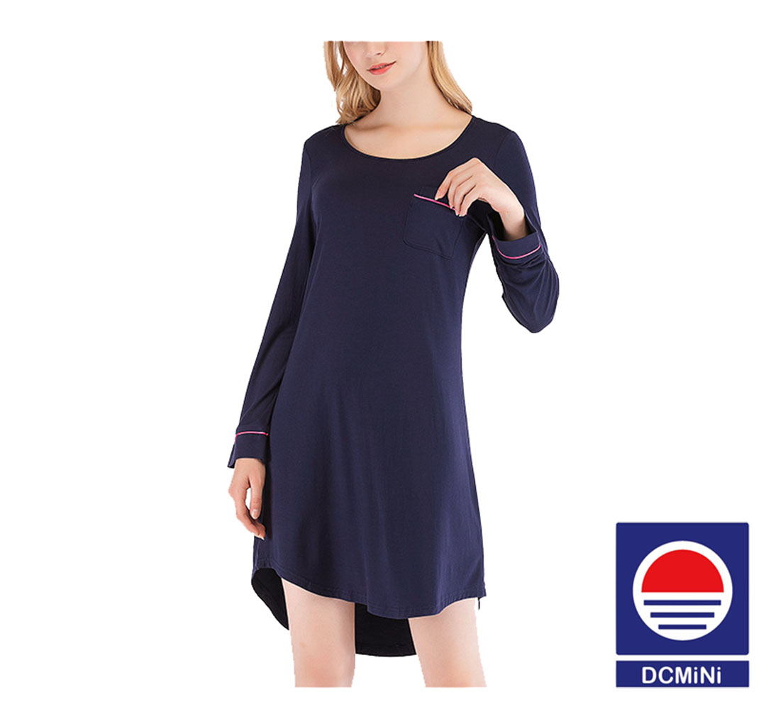 DCMINI Season New Women's Nightgown Loose Long-sleeved Lace Collar Simple Women's Home Service