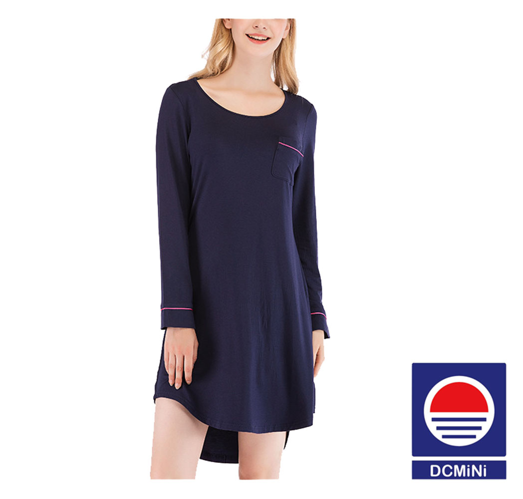DCMINI Season New Women's Nightgown Loose Long-sleeved Lace Collar Simple Women's Home Service