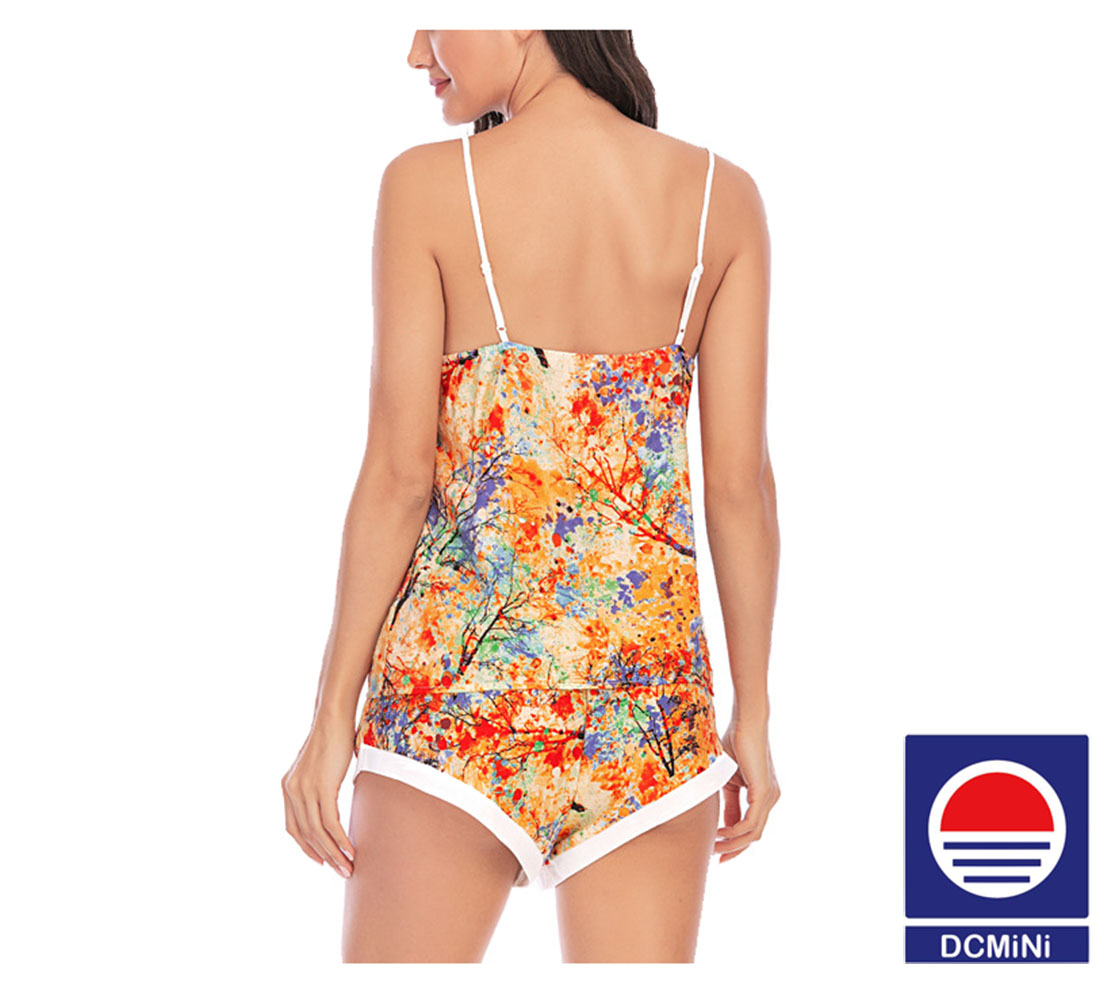 DCMINI  Hot Floral Sling Home Service Comfortable and Breathable Sexy Casual Home Service Suit