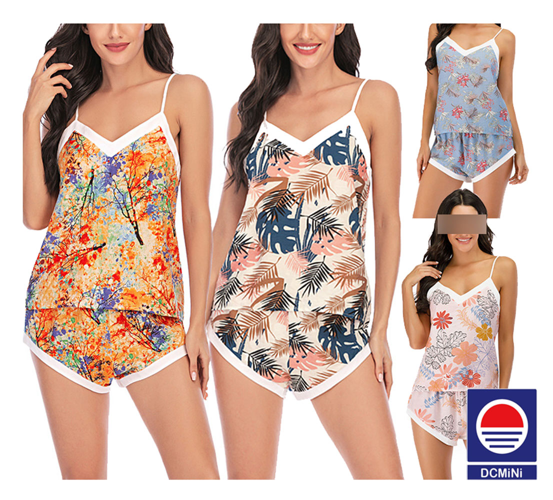 DCMINI  Hot Floral Sling Home Service Comfortable and Breathable Sexy Casual Home Service Suit