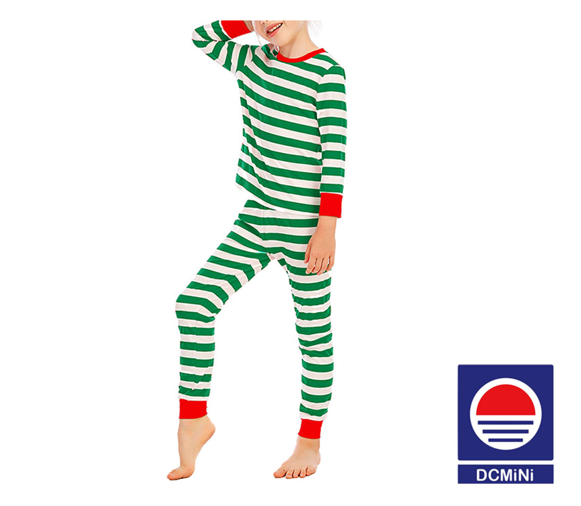DCMINI Children's Pajamas Long-sleeved Boys' Red and White Striped Pajamas Set.