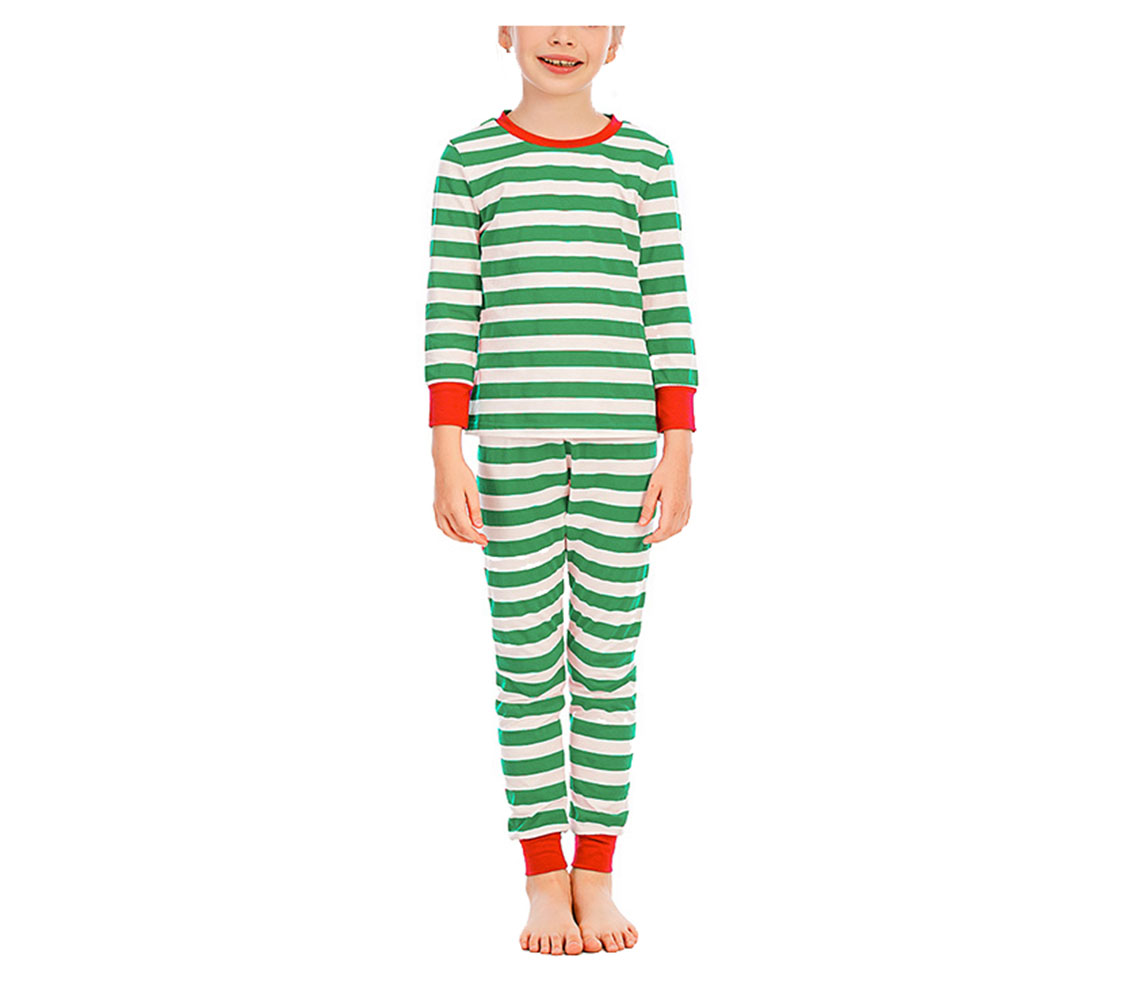 DCMINI Children's Pajamas Long-sleeved Boys' Red and White Striped Pajamas Set.