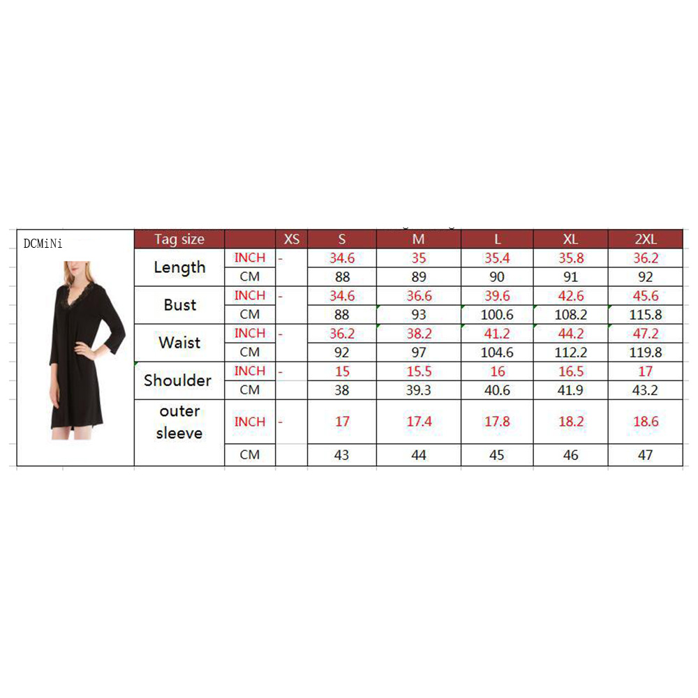 Women's Pajamas Loose Home Wear Nine-Sleeve Lace V-neck Sleepshirt