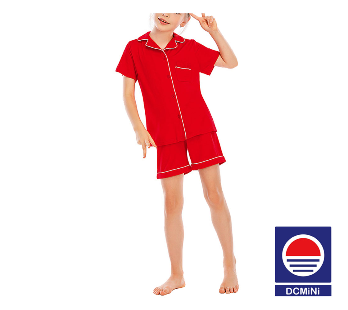 DCMINI  Pajamas Boys、Girls Short Sleeve Shorts Suit Comfortable Cardigan Modal Lapel Home Service.