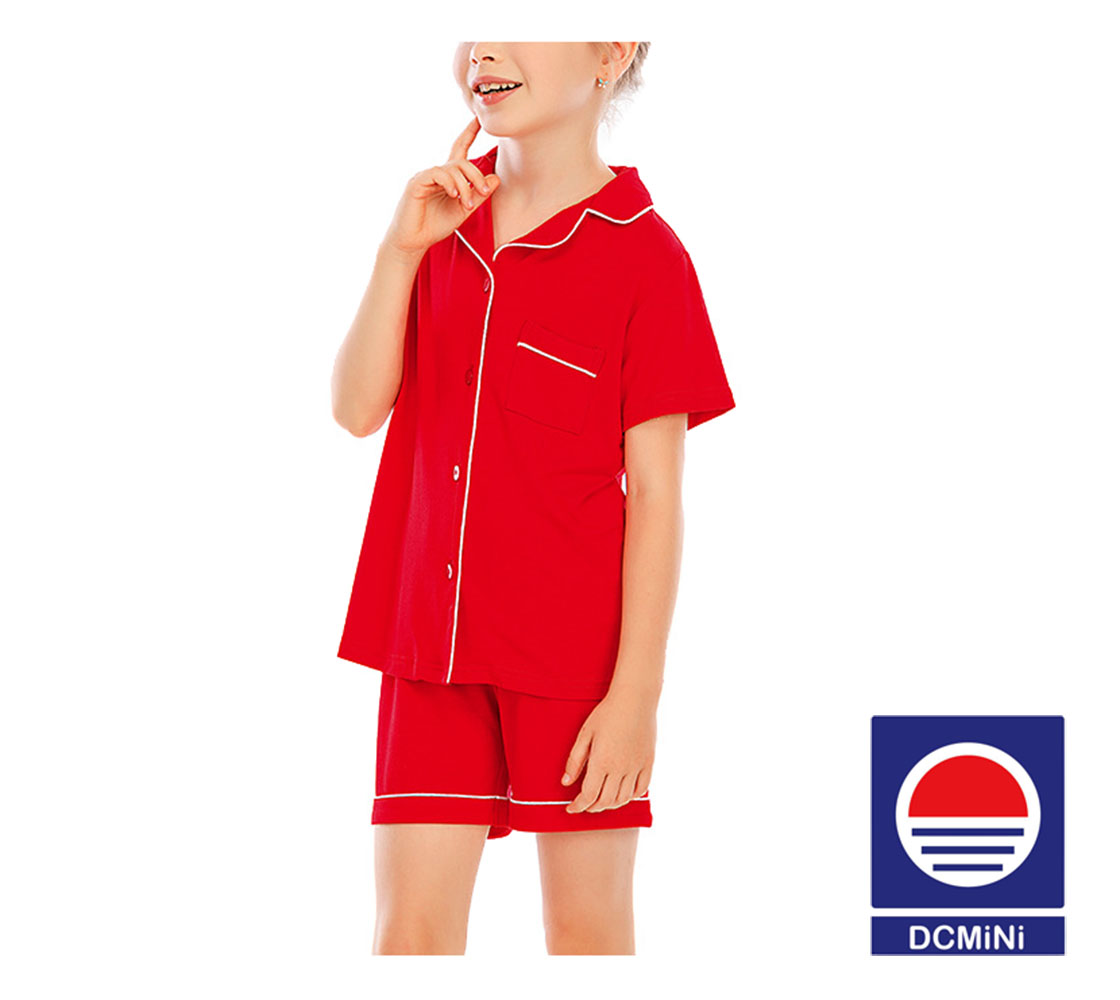 DCMINI  Pajamas Boys、Girls Short Sleeve Shorts Suit Comfortable Cardigan Modal Lapel Home Service.