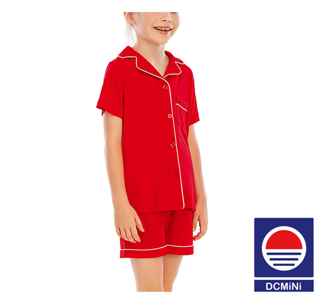 DCMINI  Pajamas Boys、Girls Short Sleeve Shorts Suit Comfortable Cardigan Modal Lapel Home Service.