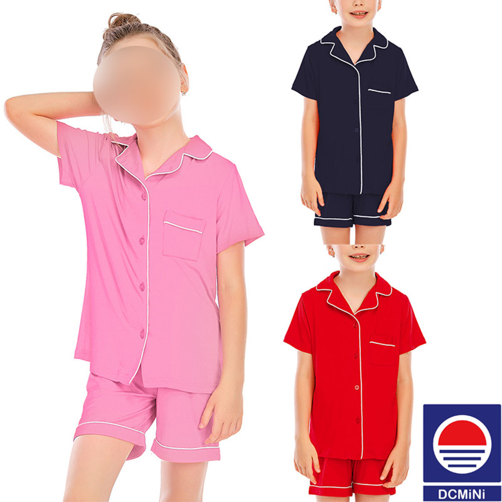 DCMINI  Pajamas Boys、Girls Short Sleeve Shorts Suit Comfortable Cardigan Modal Lapel Home Service.