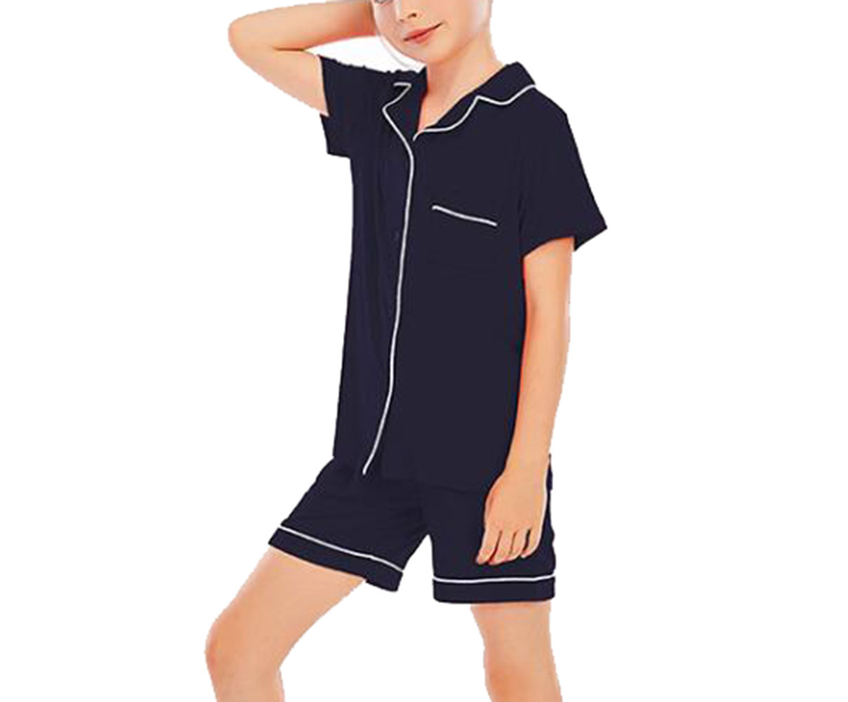 DCMINI  Pajamas Boys、Girls Short Sleeve Shorts Suit Comfortable Cardigan Modal Lapel Home Service.