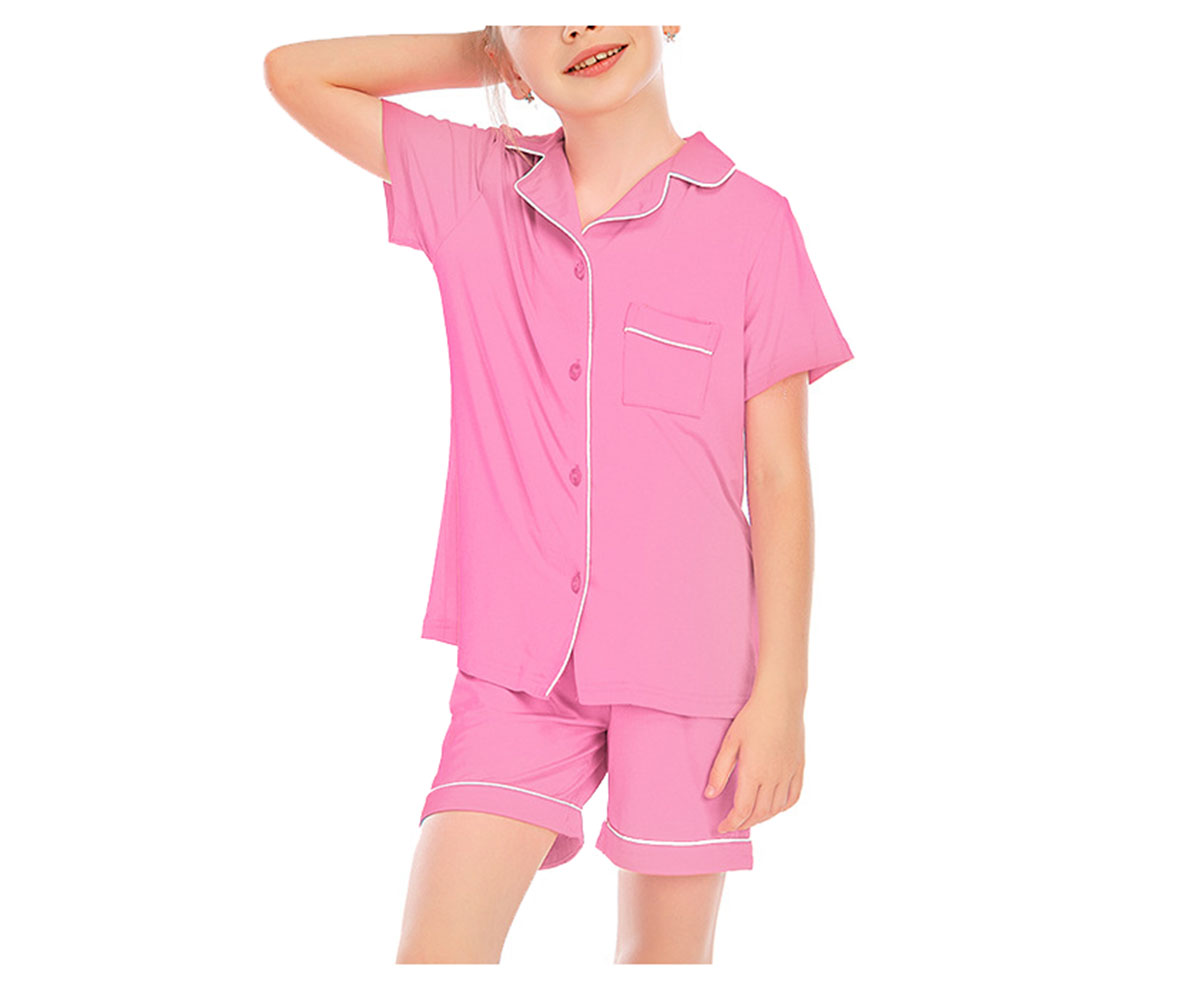 DCMINI  Pajamas Boys、Girls Short Sleeve Shorts Suit Comfortable Cardigan Modal Lapel Home Service.