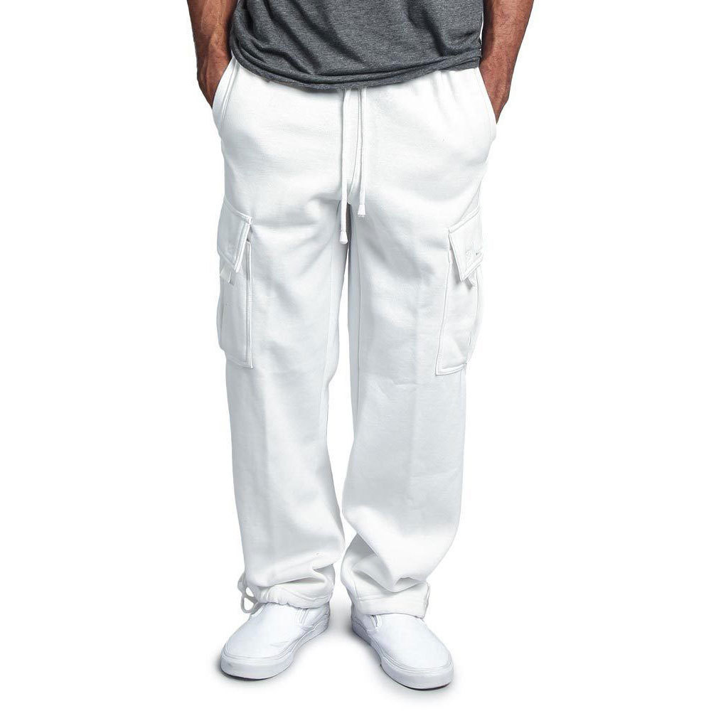 New Casual Men's Drawstring Elastic Waist Solid Color Pocket Overalls Sports Casual Trousers Men