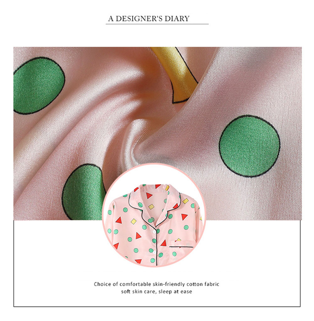 7 Sets of Girls Seven-piece Simulation Silk Vest Geometric Pajamas Home Service Suit Girl Heart.