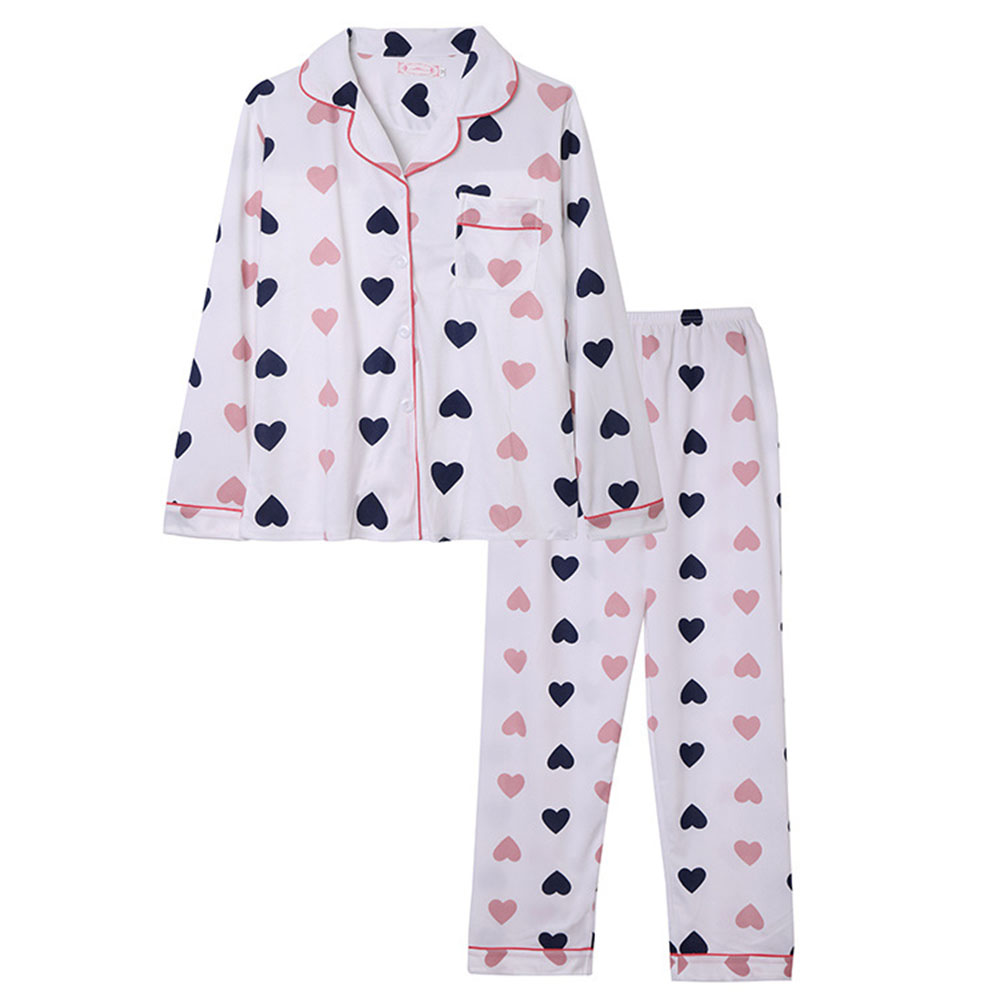 Long Sleeve Pajamas Women&apos;s Cardigan Milk Silk Suit Polka Dot Trousers Plus Size Home Service.