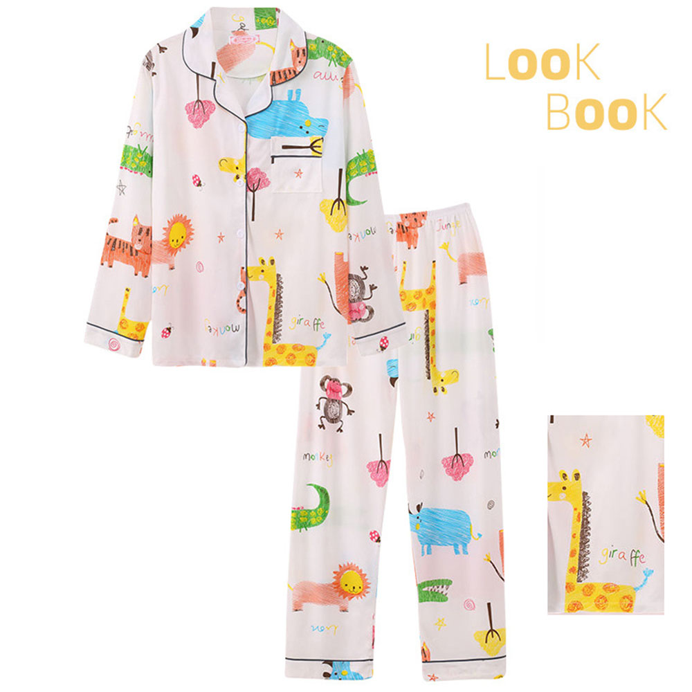 Long Sleeve Pajamas Women&apos;s Cardigan Milk Silk Suit Polka Dot Trousers Plus Size Home Service.
