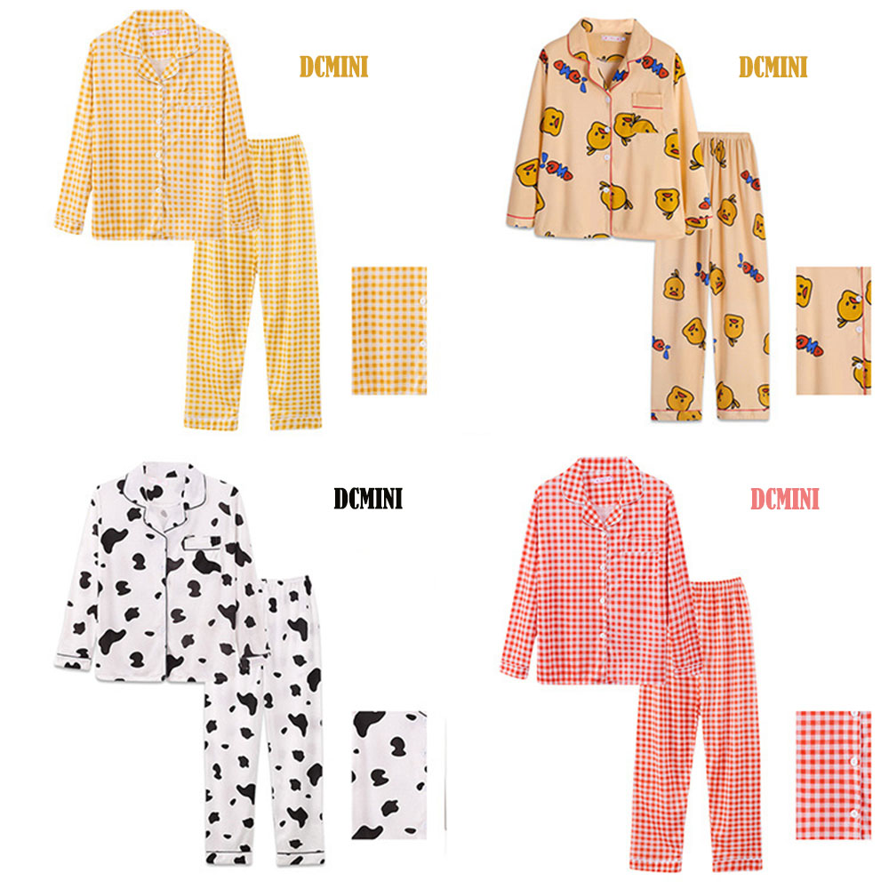 Long Sleeve Pajamas Women&apos;s Cardigan Milk Silk Suit Polka Dot Trousers Plus Size Home Service.