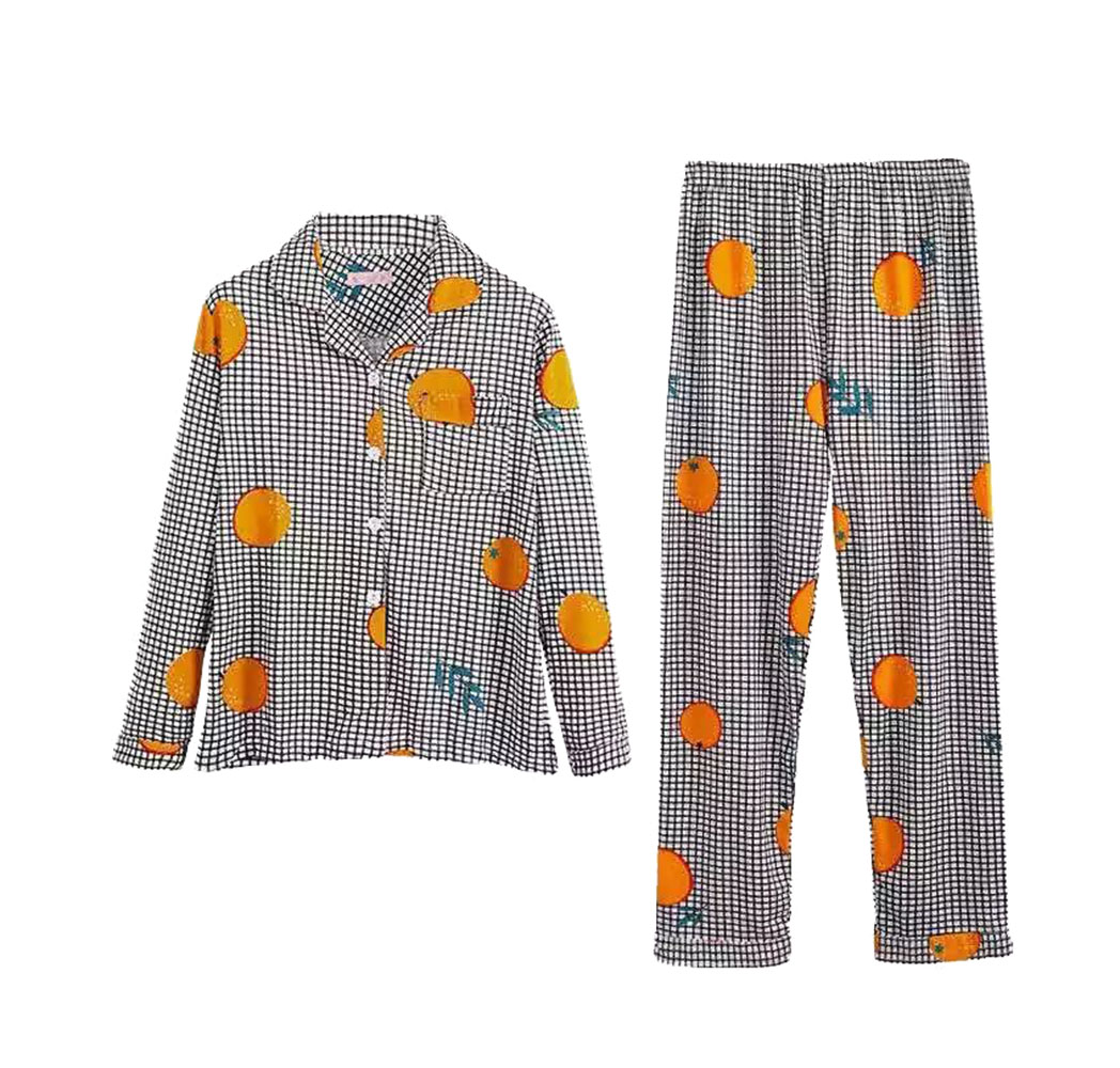 Long Sleeve Pajamas Women&apos;s Cardigan Milk Silk Suit Polka Dot Trousers Plus Size Home Service.