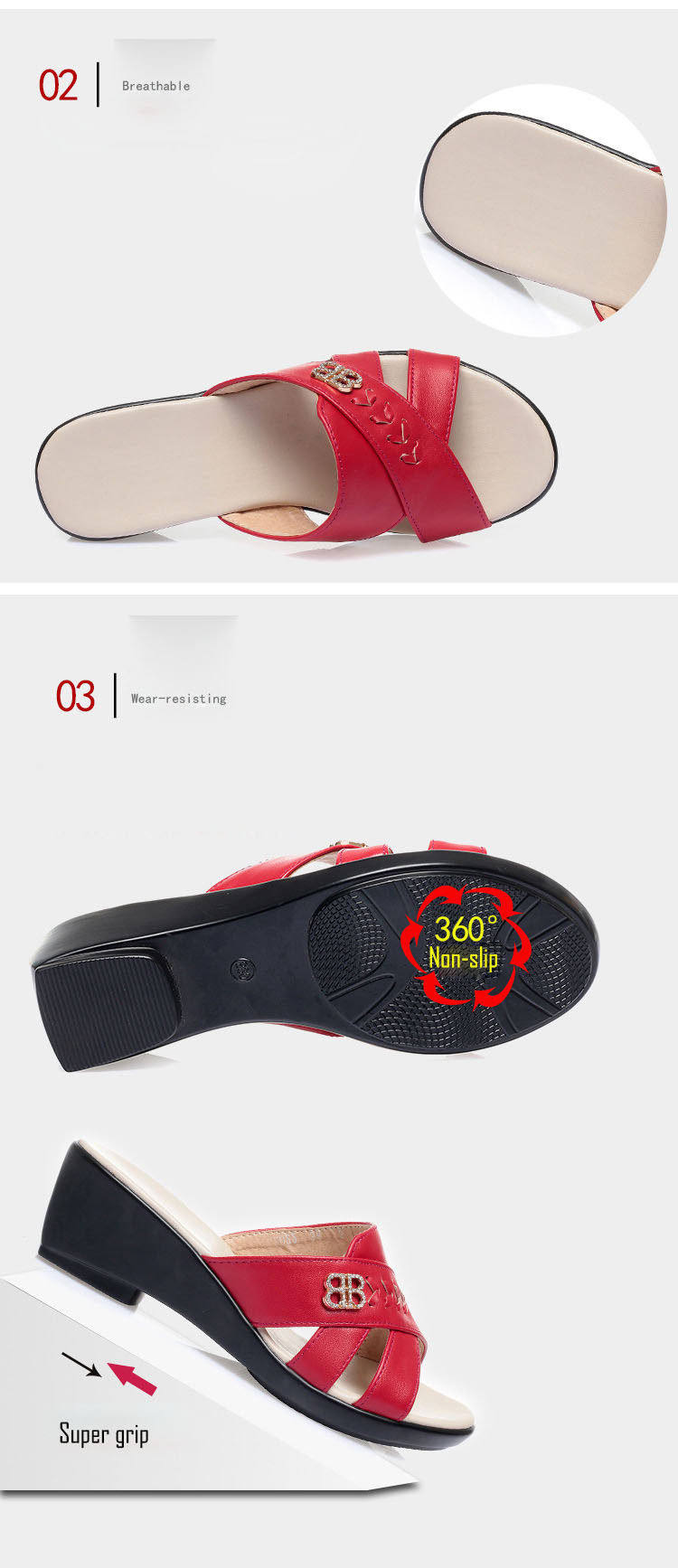 Sandals and Slippers Women's Thick-soled Slope with Women's Slippers Plus Size One-word Sandals.