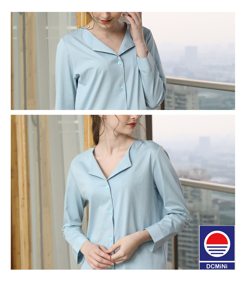 DCMINI Pure Cotton Pajamas Women&apos;s Spring and Summer New Home Service Counter Quality Pajamas Set