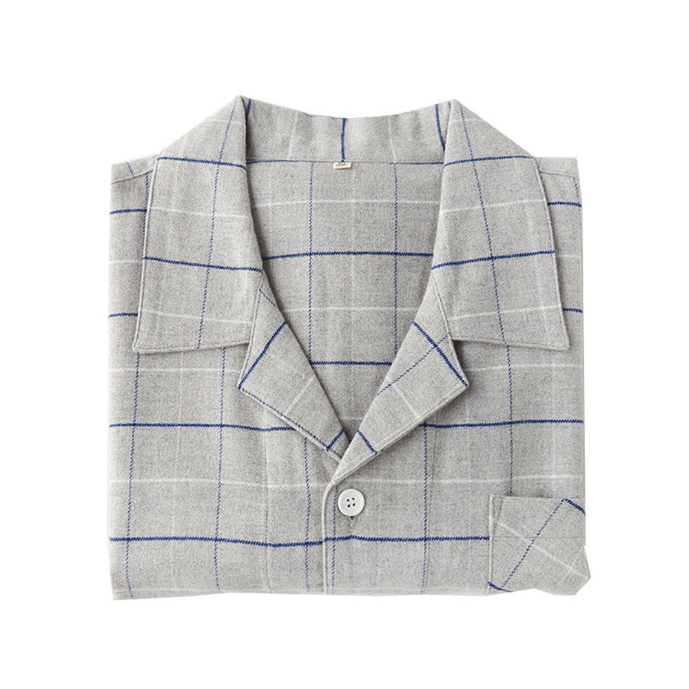 DCNINI Flannel Pajamas Ladies Plaid Pure Cotton Brushed Long-sleeved  Service Couple Suit