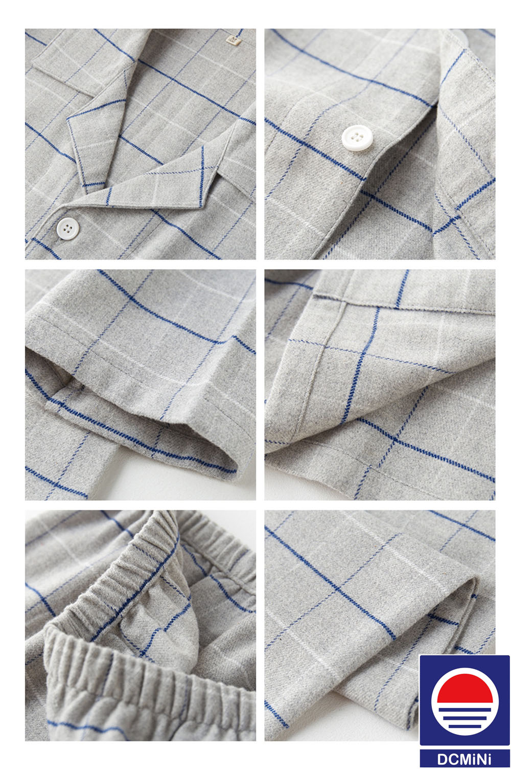 DCNINI Flannel Pajamas Ladies Plaid Pure Cotton Brushed Long-sleeved  Service Couple Suit