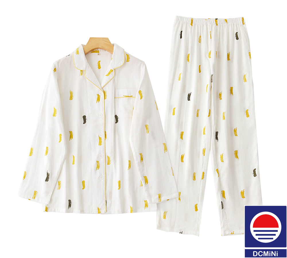DCMINI Pure Cotton Gauze Pajamas Women Sweet Baby Collar Cotton Summer Thin Home Wear