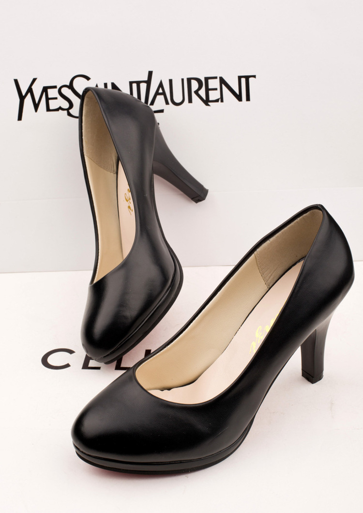 Quality Leather Women Classic Black High Heels Shoes Ladies Fashion OL Office Working Party Shoes