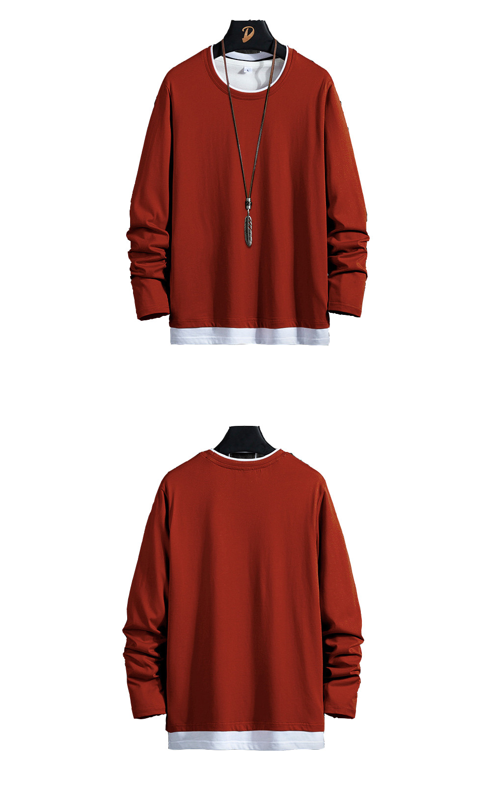 Men&apos;s Long Sleeve Cotton T-Shirt Casual Loose Crew Top Lightweight Classic O-Neck T-Shirts Hoodies