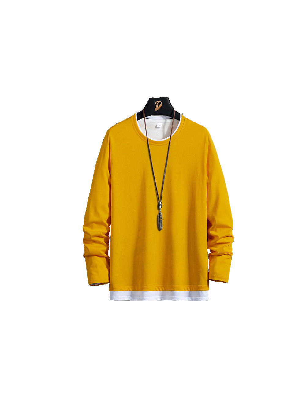 Men&apos;s Long Sleeve Cotton T-Shirt Casual Loose Crew Top Lightweight Classic O-Neck T-Shirts Hoodies