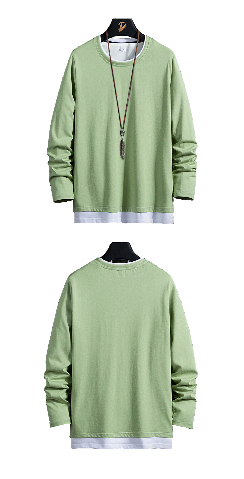 Men&apos;s Long Sleeve Cotton T-Shirt Casual Loose Crew Top Lightweight Classic O-Neck T-Shirts Hoodies