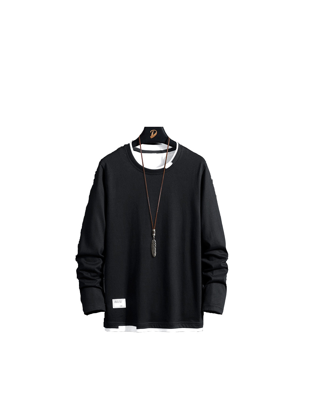 Men&apos;s Long Sleeve Cotton T-Shirt Casual Loose Crew Top Lightweight Classic O-Neck T-Shirts Hoodies