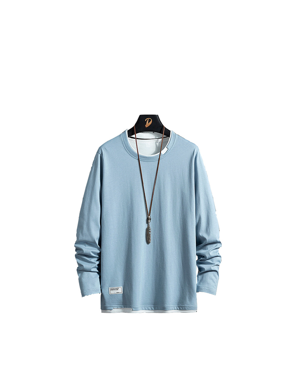 Men&apos;s Long Sleeve Cotton T-Shirt Casual Loose Crew Top Lightweight Classic O-Neck T-Shirts Hoodies