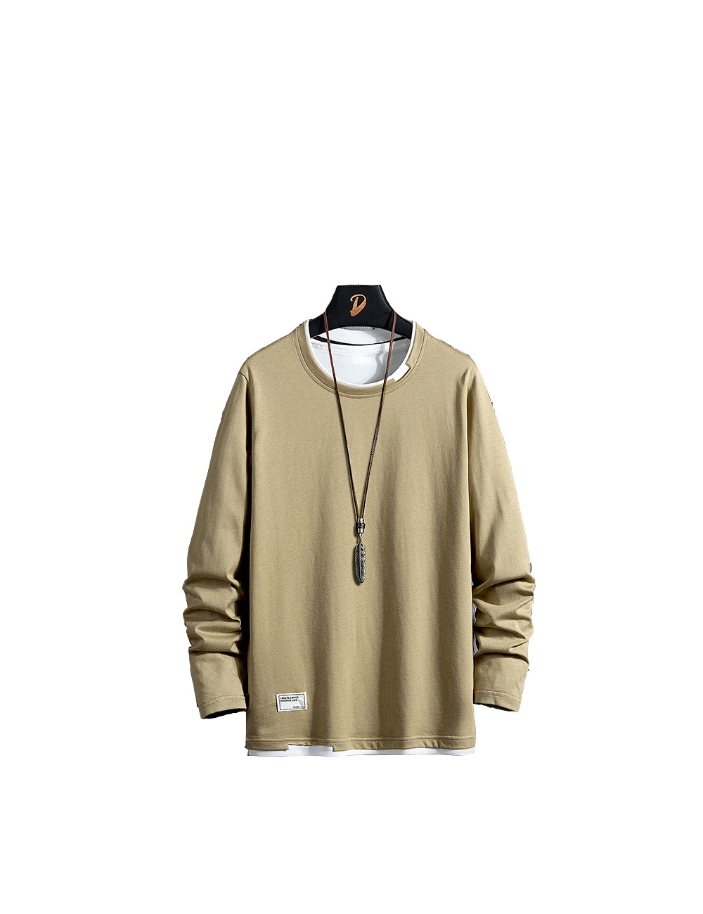 Men&apos;s Long Sleeve Cotton T-Shirt Casual Loose Crew Top Lightweight Classic O-Neck T-Shirts Hoodies